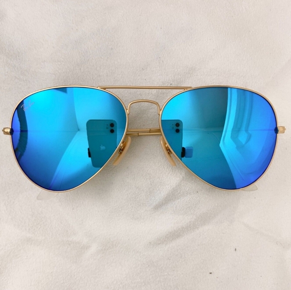 LIKE NEW RayBan Aviator RB3025 Blue Mirror Lens Ray ban Sunglasses - Picture 4 of 12